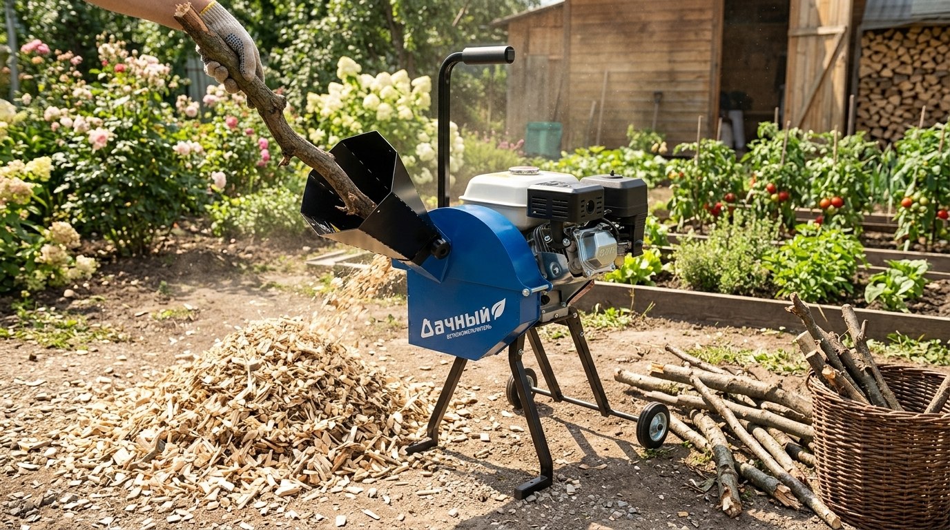 Веткоизмельчитель Дачный с бензиновым двигетелем