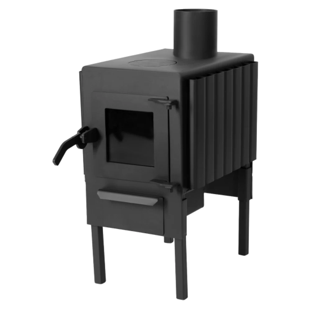 Фото Печь-Буржуйка "Теплосталь Мини" со стеклянной дверцей + комплект труб для дымохода + кочерга + сушилка (3)