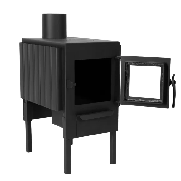 Фото Печь-Буржуйка "Теплосталь Мини" со стеклянной дверцей + комплект труб для дымохода + кочерга + сушилка (4)