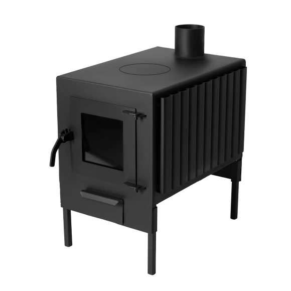 Фото Печь-Буржуйка "Теплосталь Стандарт" со стеклянной дверцей + кочерга + сушилка (3)