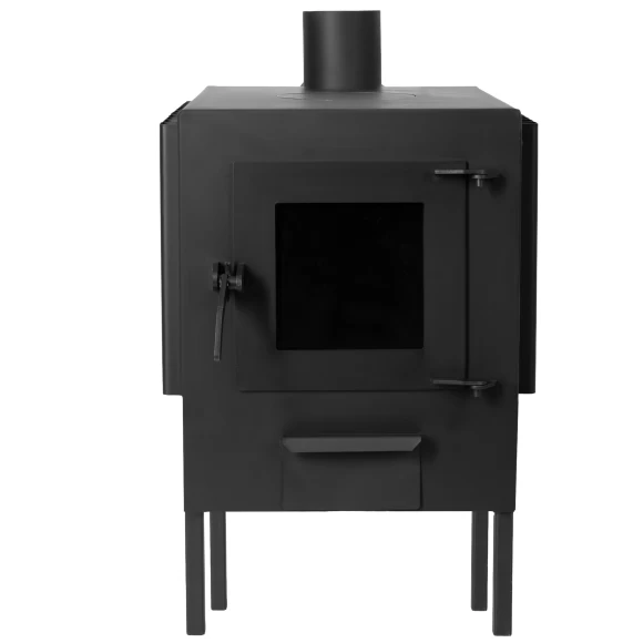 Фото Печь-Буржуйка "Теплосталь Стандарт" со стеклянной дверцей + кочерга + сушилка (2)